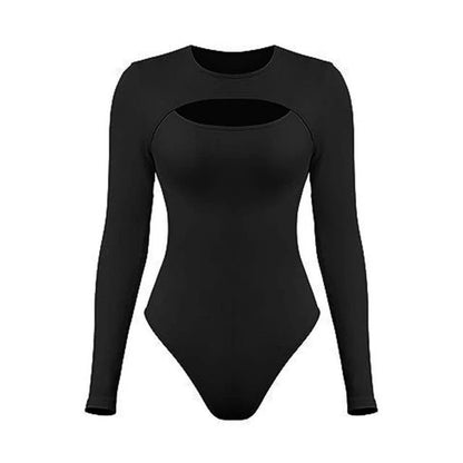 Sexy Long Sleeve O Neck Casual Bodysuit Women Body Tops White Black