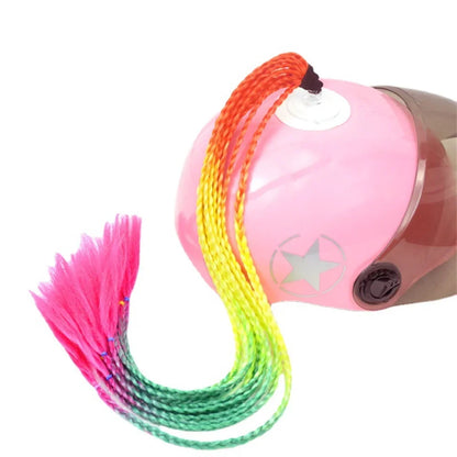 Helmet Braid Pigtails Ponytail Women Motorcycle Helmet Decoration Braid Ponytail, Pigtails Braids