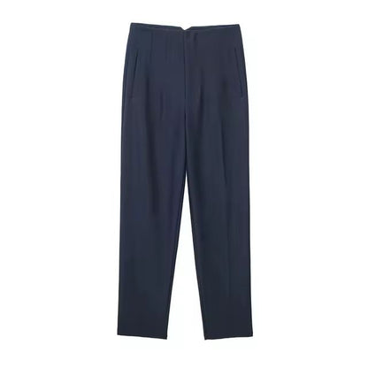 TRAF Women Fashion With Pockets Casual Basic Solid Pants Vintage High Waist
