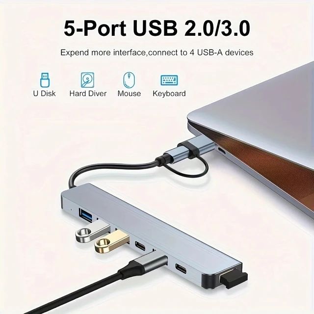 USB C Hub USB Hub 3.0, VIENON Aluminum 7 in 1 USB Extender