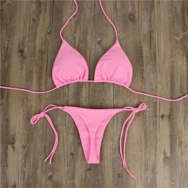 Summer Swimsuit Women Sexy Bikini Set Push-up Padded Bra Thong Two
