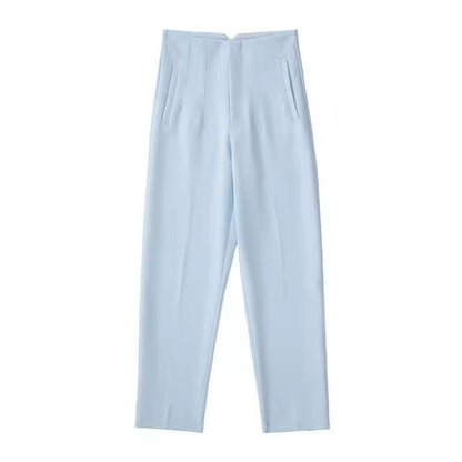 TRAF Women Fashion With Pockets Casual Basic Solid Pants Vintage High Waist