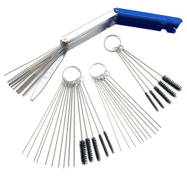 Carburetor Cleaning Tool Carbon Dirt Jet Remove Brushes Needles for Car