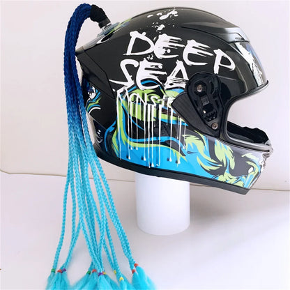 Helmet Braid Pigtails Ponytail Women Motorcycle Helmet Decoration Braid Ponytail, Pigtails Braids