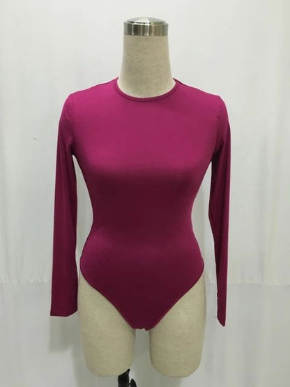 13 Colors Long Sleeve O Neck Casual Bodysuit Women Body Tops