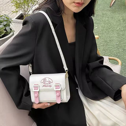Sanrio Kawaii Hello Kitty My Melody Kuromi Cinnamoroll Square Shoulder Bags PU Cartoon