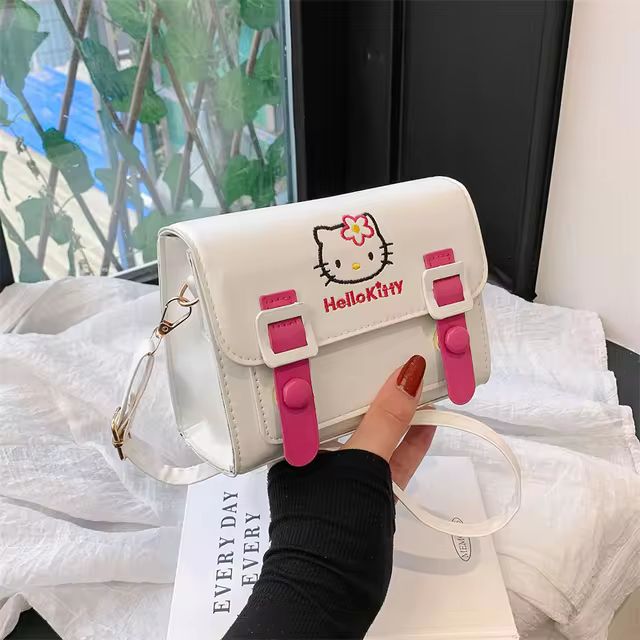 Sanrio Kawaii Hello Kitty My Melody Kuromi Cinnamoroll Square Shoulder Bags PU Cartoon