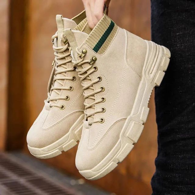 New Men Boots Leather Waterproof Lace Up Boots Men Winter Ankle Lightweight Shoes for Men