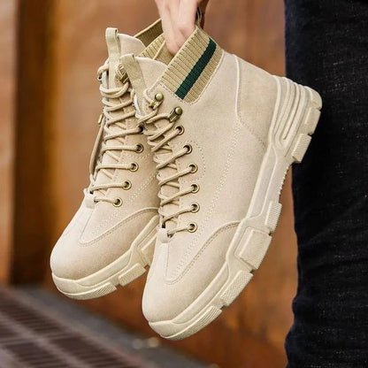 New Men Boots Leather Waterproof Lace Up Boots Men Winter Ankle Lightweight Shoes for Men