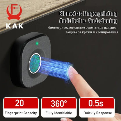 KAK Biometric Fingerprint Lock Black Keyless Cabinet Lock Smart Drawer Locks Anti-theft