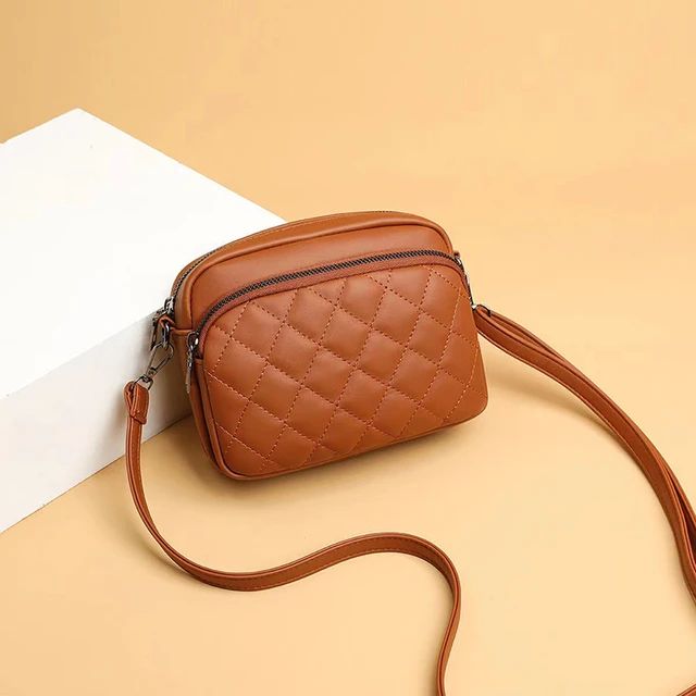 Diamond Lattice Women's Shoulder Bag Leather Female Crossbody Bags