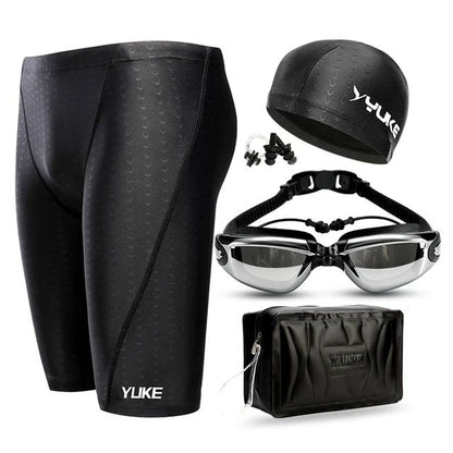 Men Swimming Shorts Waterproof Competition Swim Equipment Goggles with Ear-plug Cap Case