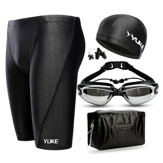Men Swimming Shorts Waterproof Competition Swim Equipment Goggles with Ear-plug Cap Case