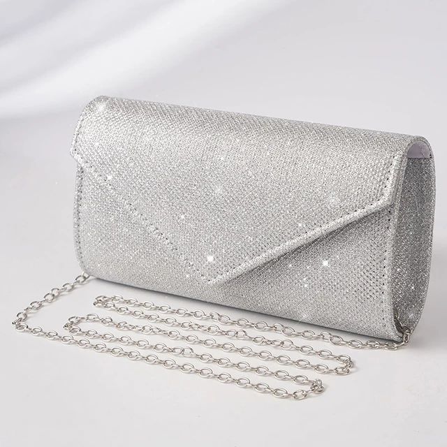 Chain Shoulder Glitter Envelope Evening Bag