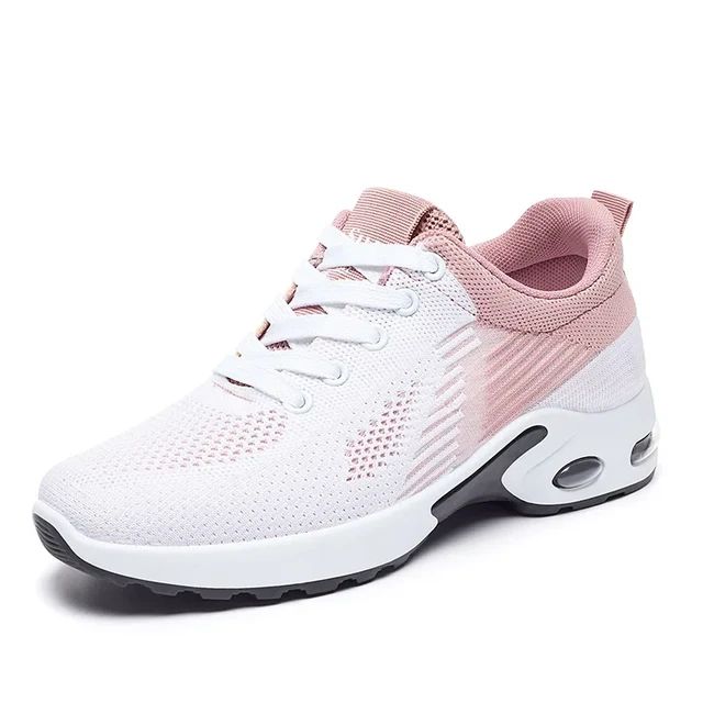 Breathable Lace-up Running Shoes for Women, Air Cushion Athletic Sneakers