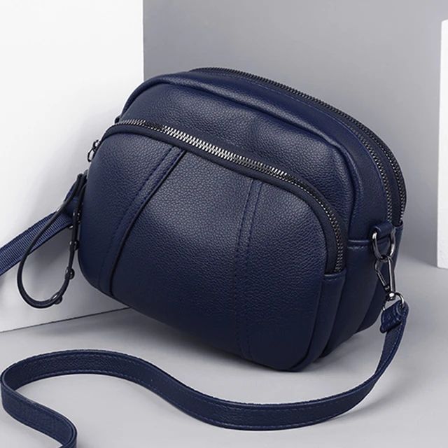 Solid Color Fashionable Rivet Zipper Women's Mobile Phone Bag Simple Soft