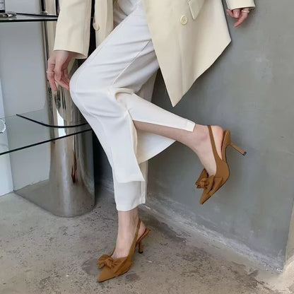 Women Shoes  Summer New Butterfly Knot Women Slingbacks Heels Shoe