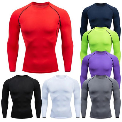 Men Compression Running T-shirt Fitness Tight Long Sleeve Sport Shirts Training