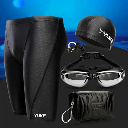 Men Swimming Shorts Waterproof Competition Swim Equipment Goggles with Ear-plug Cap Case