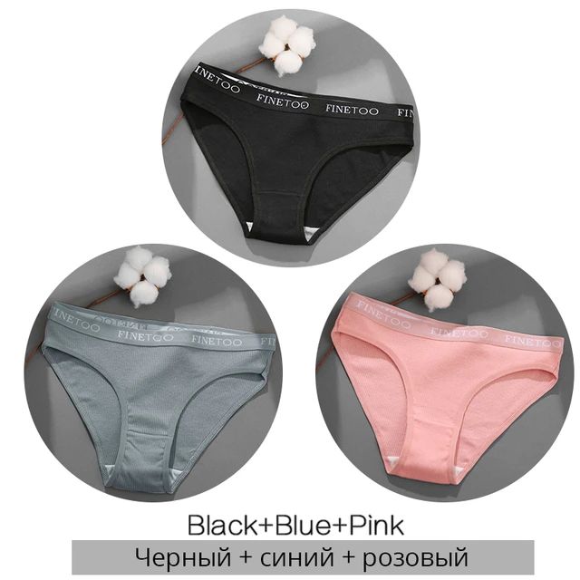 FINETOO 3PCS/Set Women's Underwear Cotton Panty Sexy Panties Female