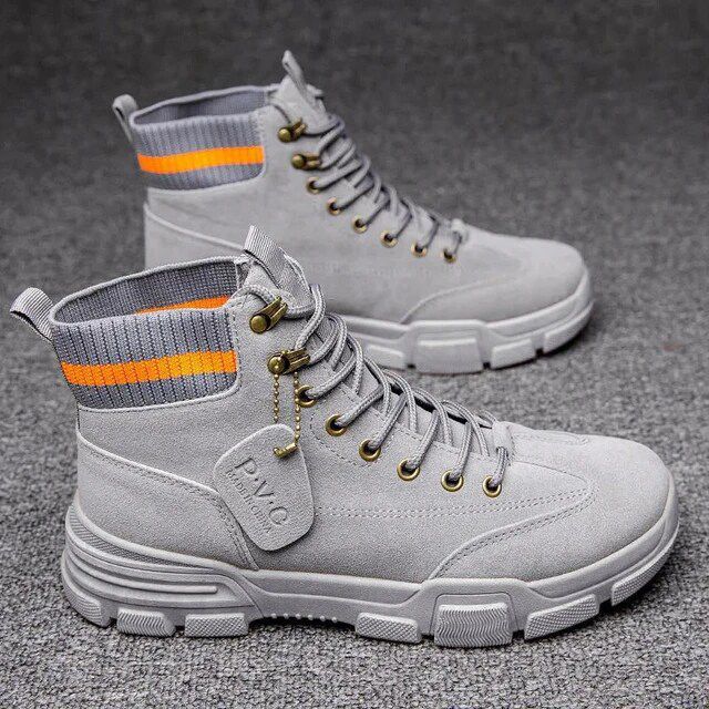 New Men Boots Leather Waterproof Lace Up Boots Men Winter Ankle Lightweight Shoes for Men