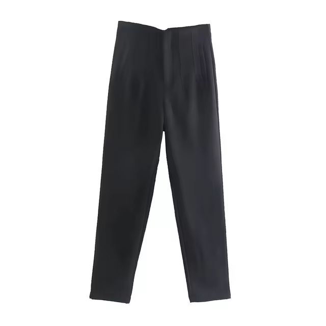 TRAF Women Fashion With Pockets Casual Basic Solid Pants Vintage High Waist