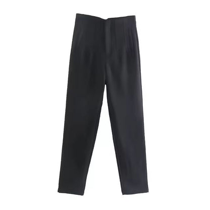 TRAF Women Fashion With Pockets Casual Basic Solid Pants Vintage High Waist
