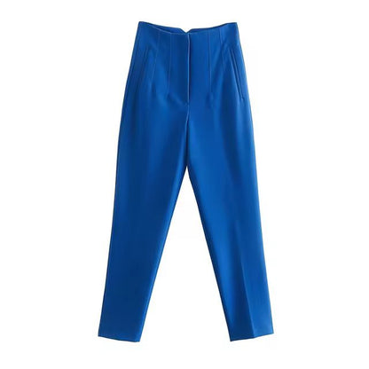 TRAF Women Fashion With Pockets Casual Basic Solid Pants Vintage High Waist