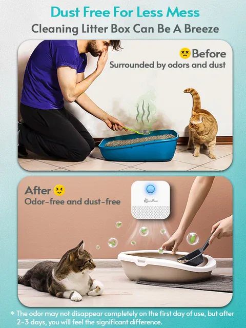 DownyPaws 4000mAh Smart Cat Odor Purifier For Cat Litter Box Deodorizer
