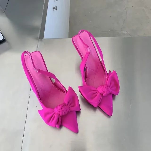 Women Shoes  Summer New Butterfly Knot Women Slingbacks Heels Shoe