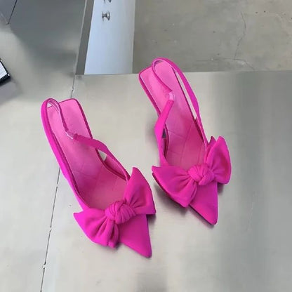 Women Shoes  Summer New Butterfly Knot Women Slingbacks Heels Shoe