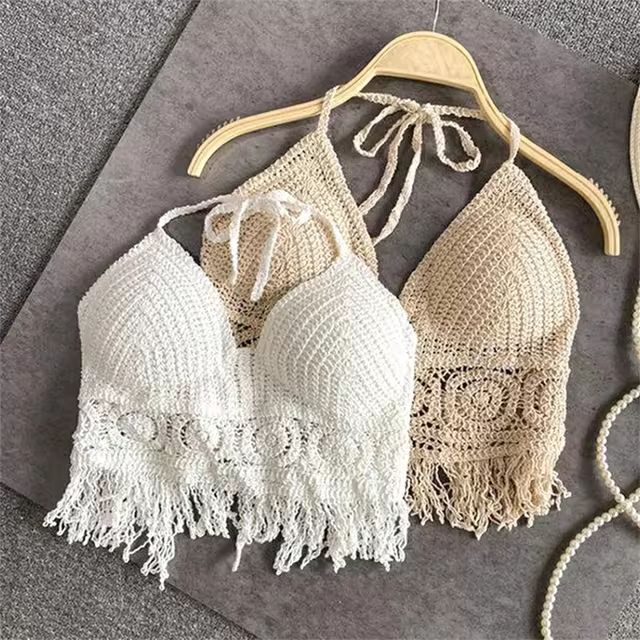 Sexy Knit Backless Short Crop Top for Women Lightweight Hollow Out Crochet