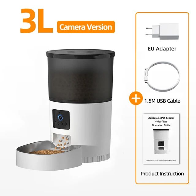 ROJECO Automatic Cat Feeder With Camera Video Cat Food Dispenser
