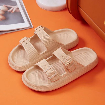 Thick Platform Cloud Slippers Women Fashion Buckle Soft Sole Pillow Slides