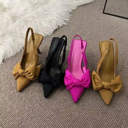 Women Shoes  Summer New Butterfly Knot Women Slingbacks Heels Shoe