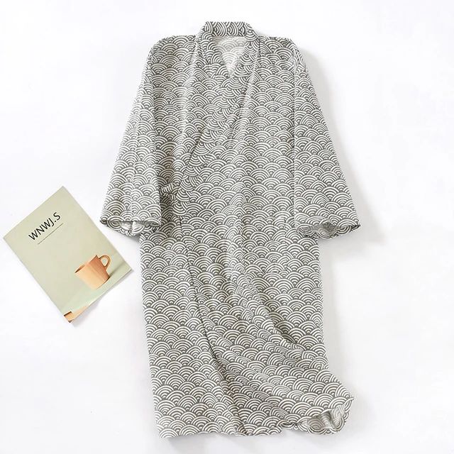 Men's Pajamas Robes Cotton Half Sleeve Blue White Colors Leaves Printing