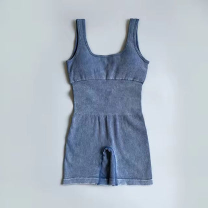 Women's Yoga Jumpsuits Ribbed One Piece Padded Tank Tops Rompers Sleeveless