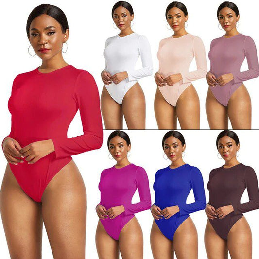 13 Colors Long Sleeve O Neck Casual Bodysuit Women Body Tops