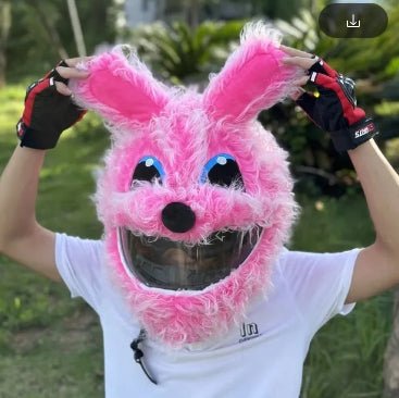 Fluffy Cartoon Moto Full-Face Protective Helmet Cover
