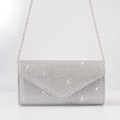 Chain Shoulder Glitter Envelope Evening Bag