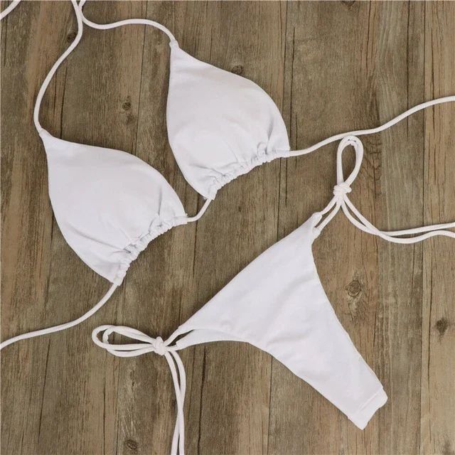 Summer Swimsuit Women Sexy Bikini Set Push-up Padded Bra Thong Two