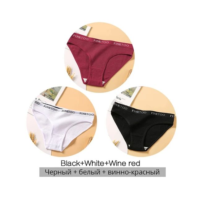 FINETOO 3PCS/Set Women's Underwear Cotton Panty Sexy Panties Female