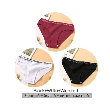 FINETOO 3PCS/Set Women's Underwear Cotton Panty Sexy Panties Female