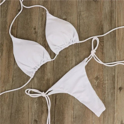 Summer Swimsuit Women Sexy Bikini Set Push-up Padded Bra Thong Two