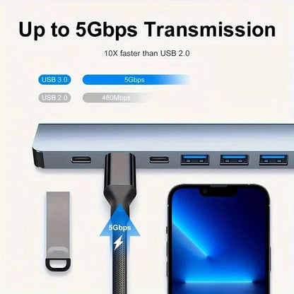 USB C Hub USB Hub 3.0, VIENON Aluminum 7 in 1 USB Extender