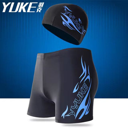 Men Print Cap Swimwear Comfort Adult Dry Quick Swimsuit Swimming Goggles Cap Set Men Swimwear