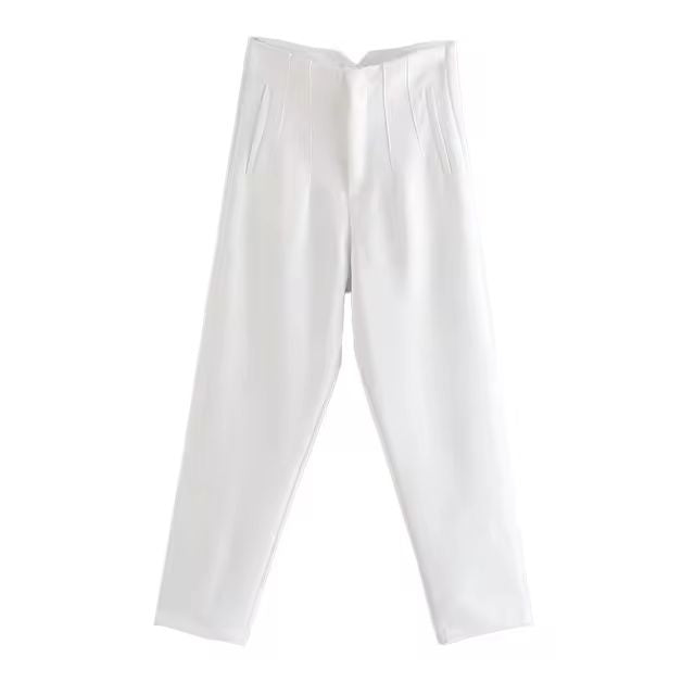 TRAF Women Fashion With Pockets Casual Basic Solid Pants Vintage High Waist