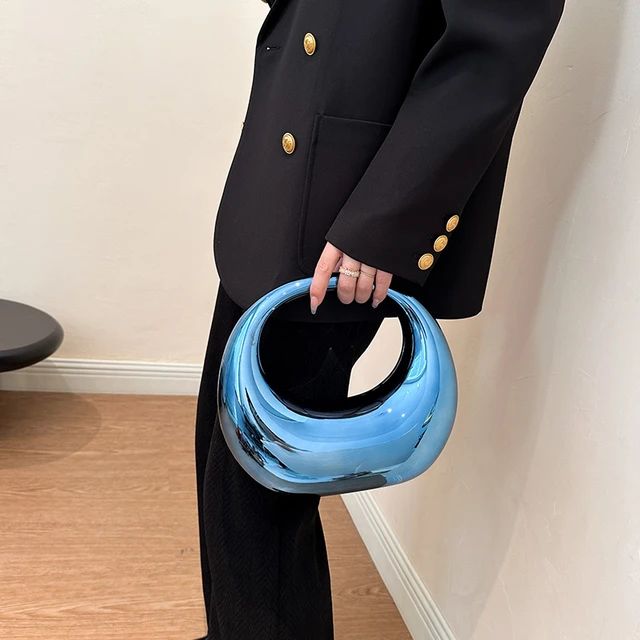 MOODS Golden Evening Handbag For Women PVC Wrist Bag Dinner Party Wedding