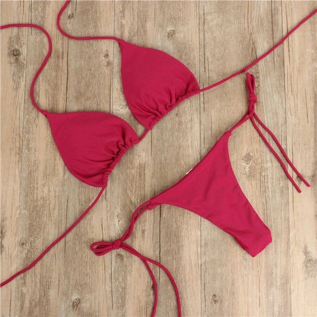 Summer Swimsuit Women Sexy Bikini Set Push-up Padded Bra Thong Two