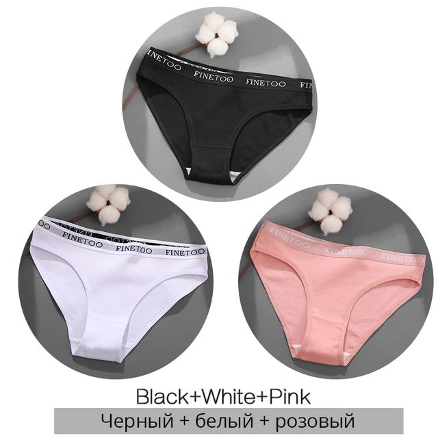 FINETOO 3PCS/Set Women's Underwear Cotton Panty Sexy Panties Female